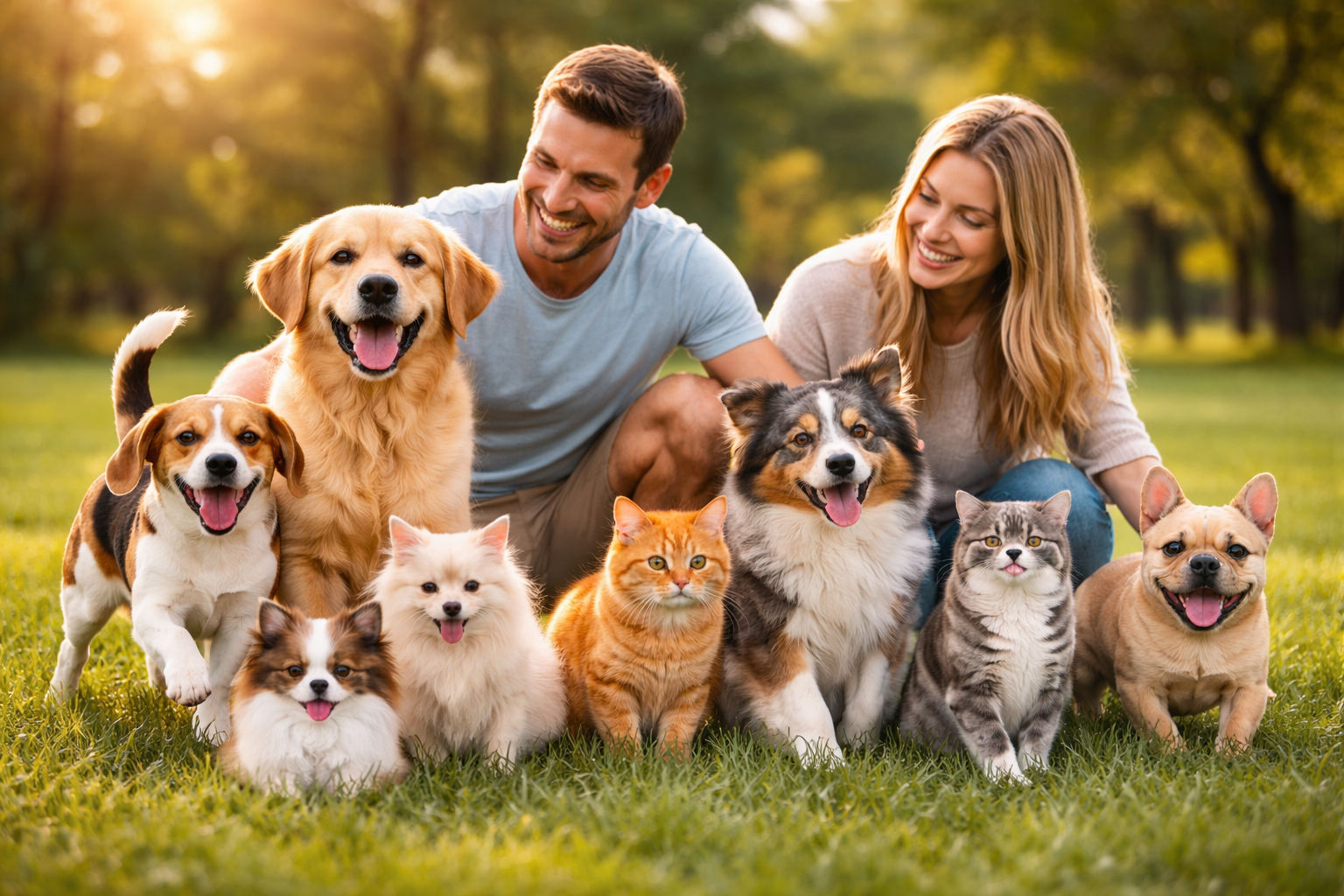 Playful pets enjoying a fun afternoon together